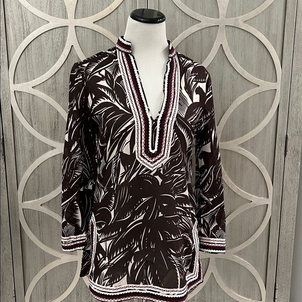 Tory Burch Brown and White Tunic Top - Picture 4 of 4
